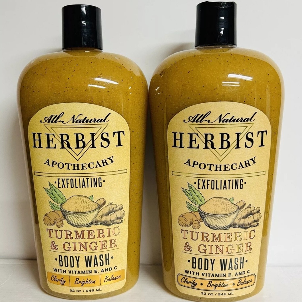 HERBIST Apothecary Exfoliating Body Wash in Turmeric & Ginger - Two 32oz bottles
